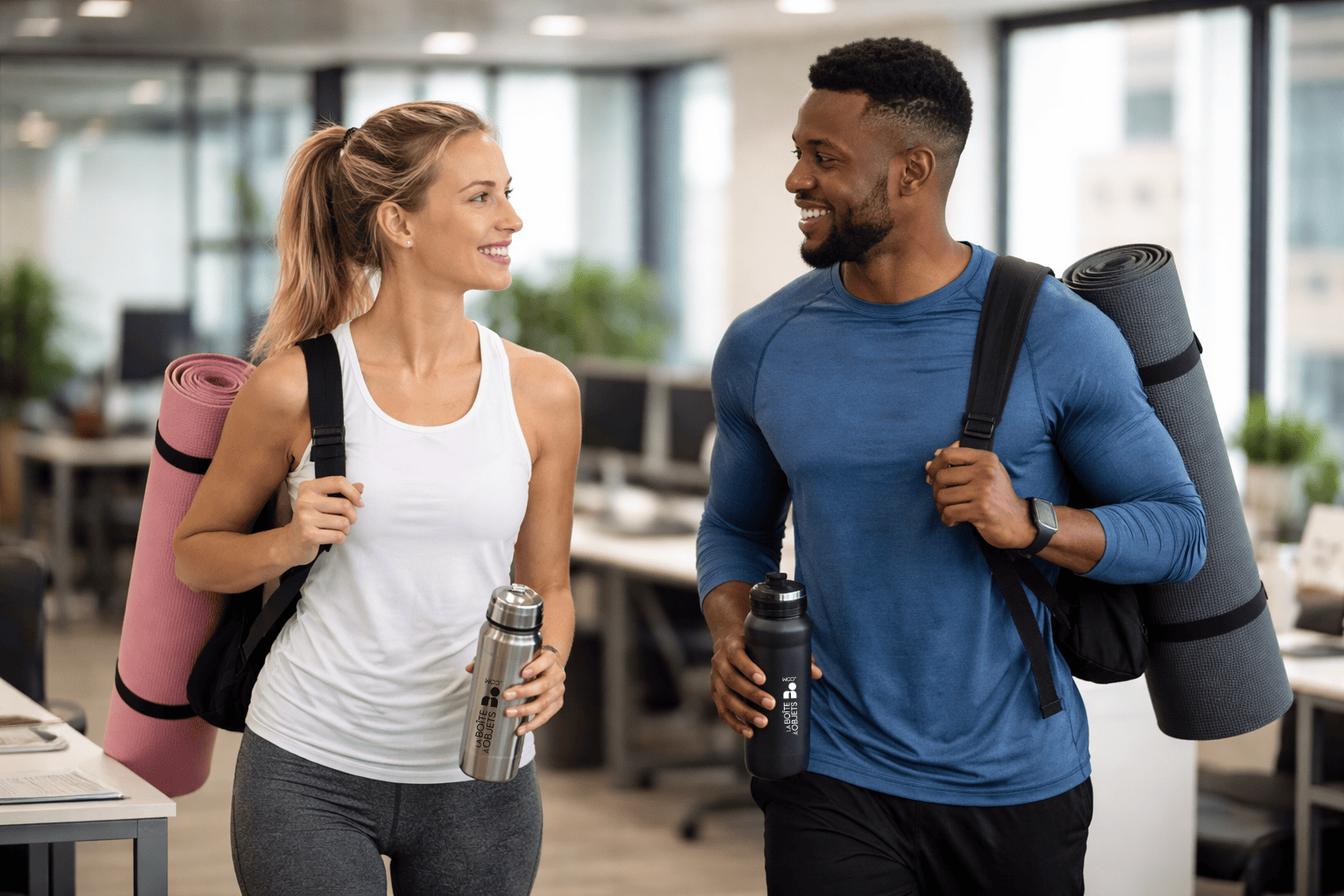 Collègues se rendant à une séance de yoga